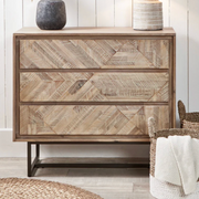 Marca Sand Wash Acacia Wood and Black Metal 3 Drawer Unit