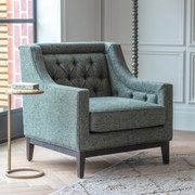 Theodore Buttoned Armchair Forest Green
