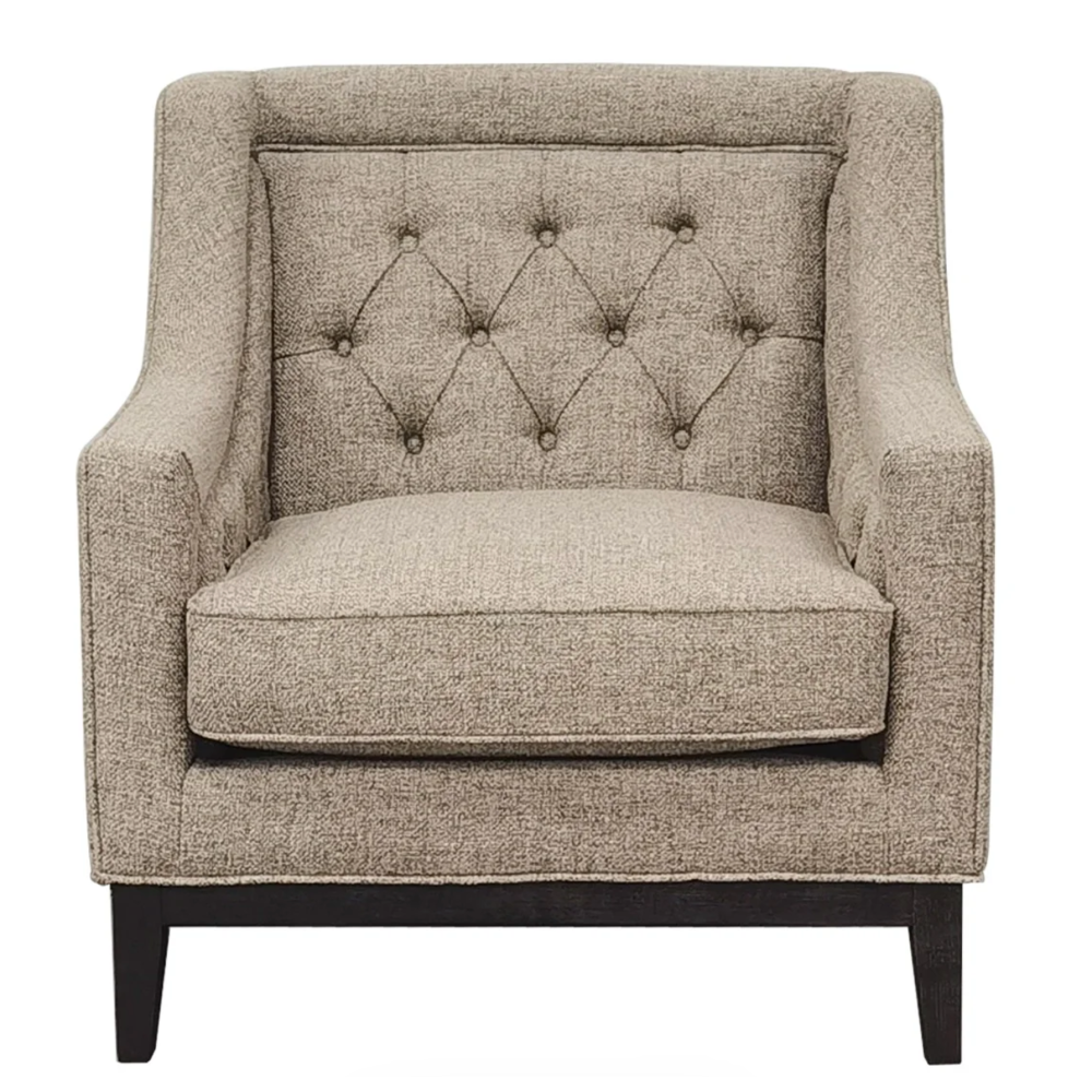 Theodore Buttoned Armchair Dark Taupe