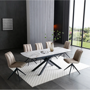 Indus Valley Aura Extending Dining Table With 6 Aura Chairs