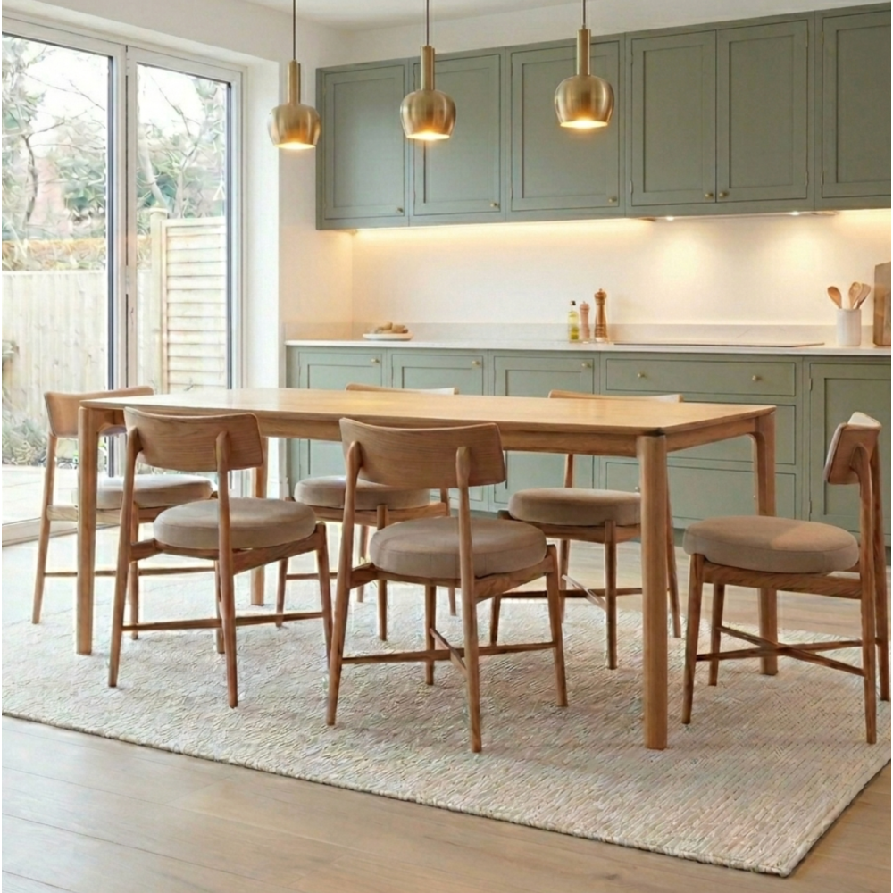 G Plan Winchester 135 – 190cm Extending Dining Table sets with 6 FloraTaupe  Chairs