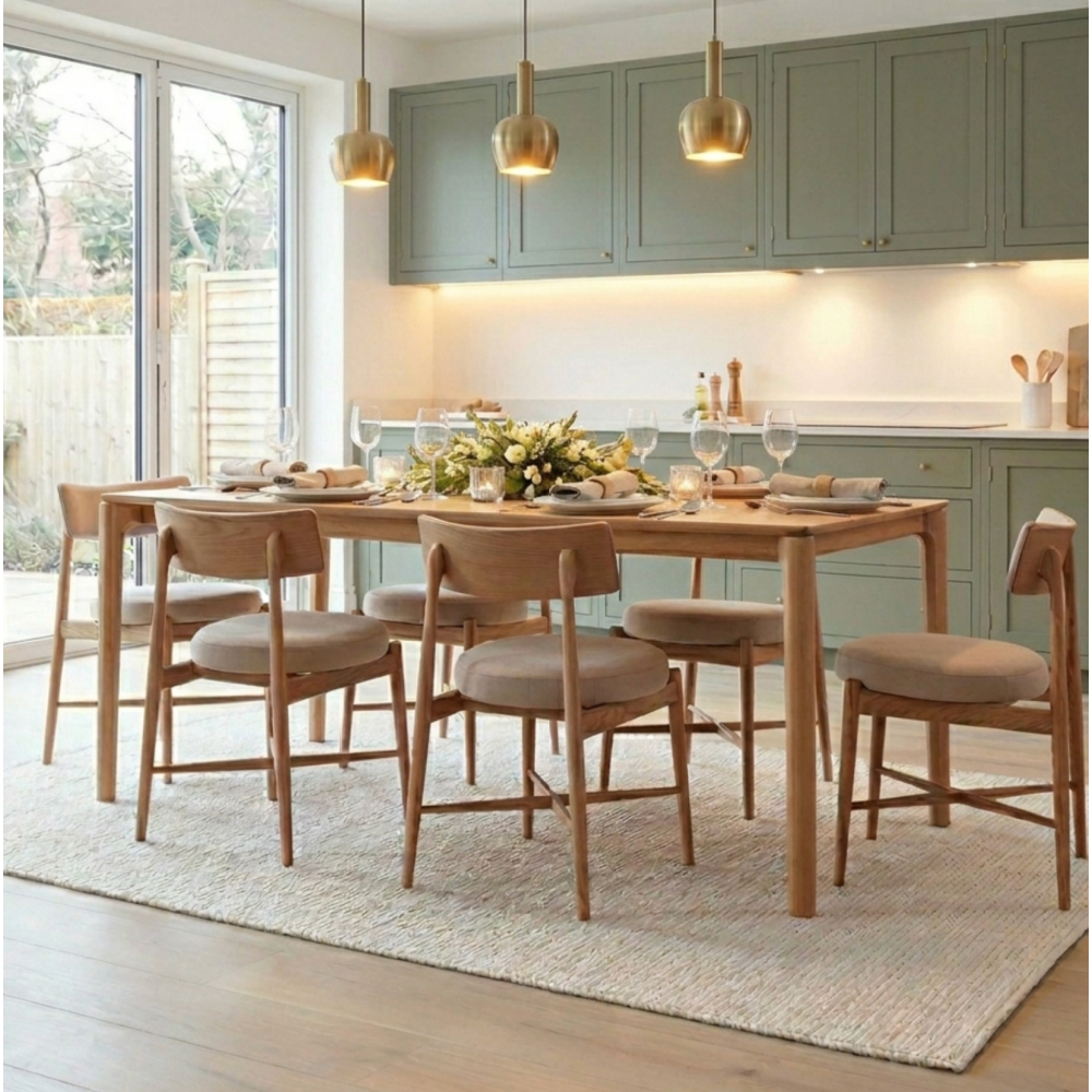 G Plan Winchester 135 – 190cm Extending Dining Table sets with 6 FloraTaupe  Chairs