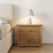 Torino Solid Oak Wide 2 Drawer bedside