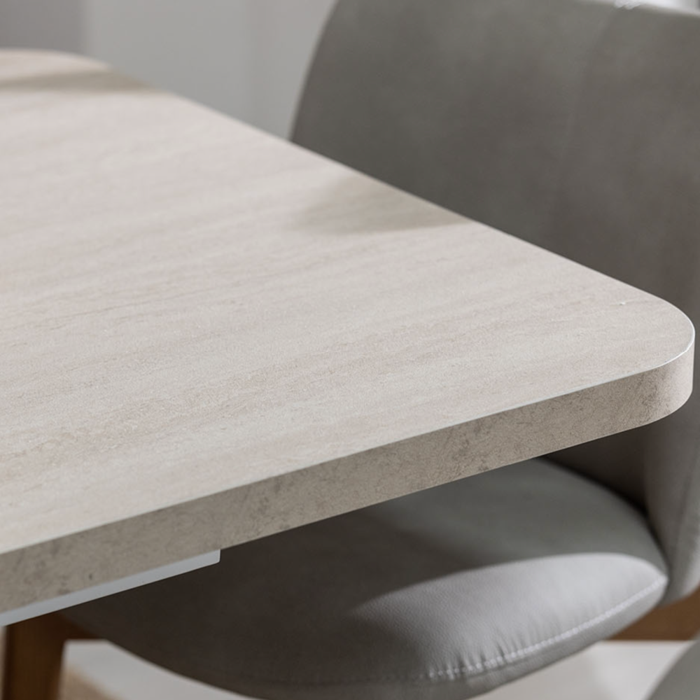 Arlo Natural Oak 160-200cm Extending Dining Table with Travertine Ceramic Top