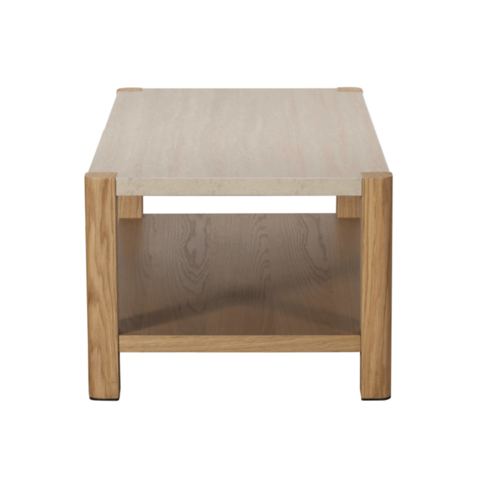 Arlo Natural Oak Coffee Table with Travertine Ceramic Top