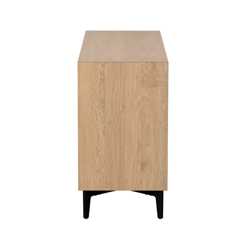 Jaxon Wide Sideboard with HPL Oak Finish & Black Metal Frame