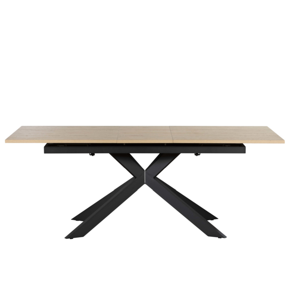 Jaxon 160-200cm Extending Dining Table with HPL Oak Finish Top & Black Metal Legs
