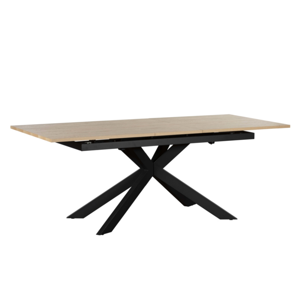 Jaxon 160-200cm Extending Dining Table with HPL Oak Finish Top & Black Metal Legs