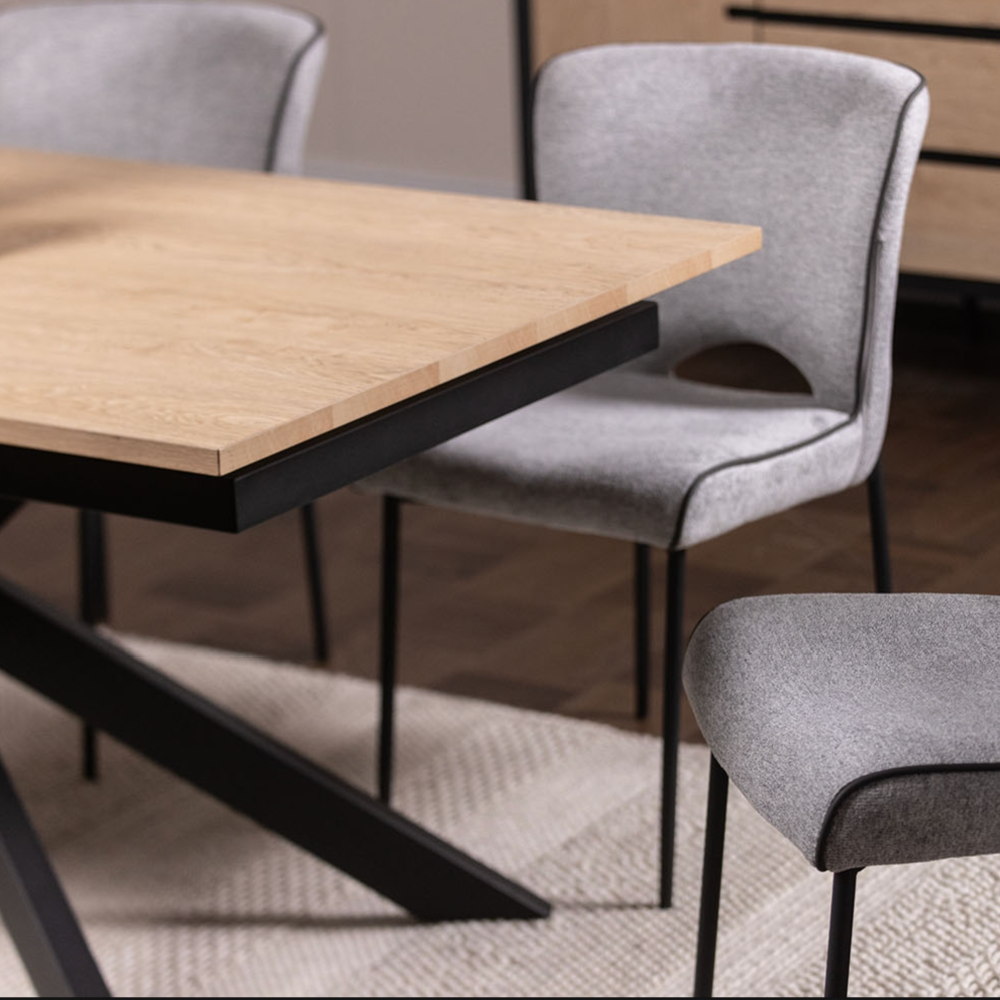 Jaxon 160-200cm Extending Dining Table with HPL Oak Finish Top & Black Metal Legs