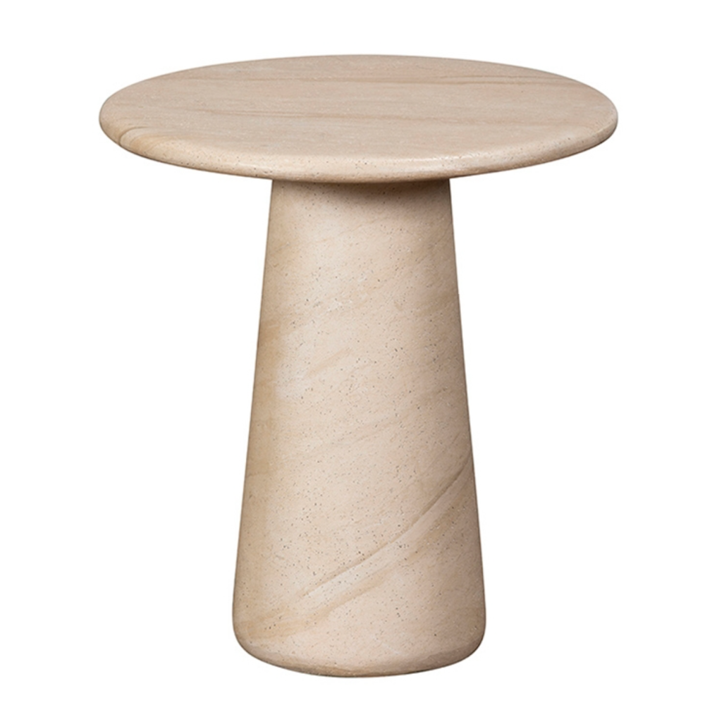Ida Travertine Stone Lamp Table with Cylindrical Base