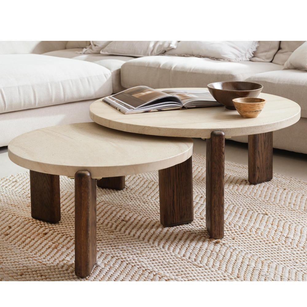 Ida Small Nesting Coffee Table with Travertine Stone Top