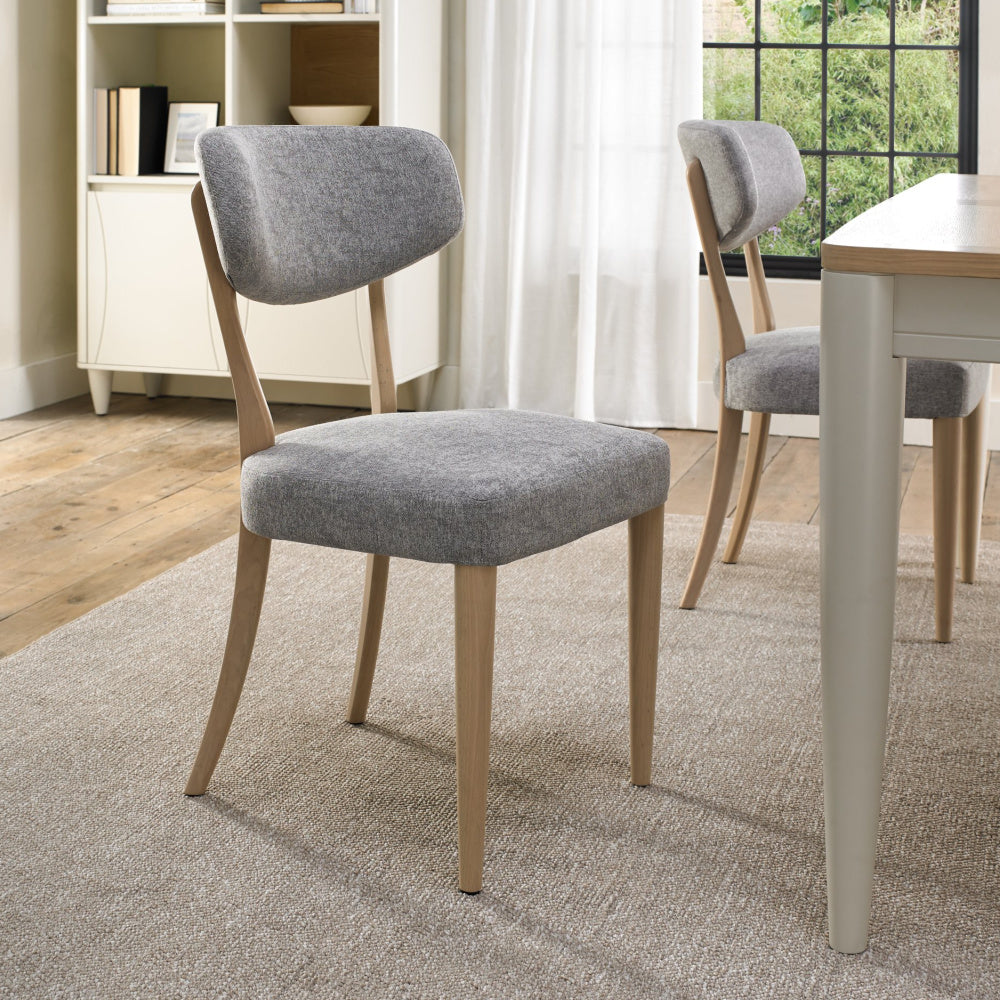 Larsen Scandi Oak Upholstered Chair - Ivory Bonded Leather
