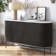 Lucas Black  Mango & Marble Large Fluted Sideboard