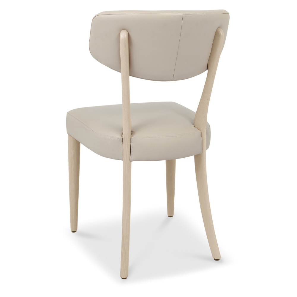 Larsen Scandi Oak Upholstered Chair - Ivory Bonded Leather