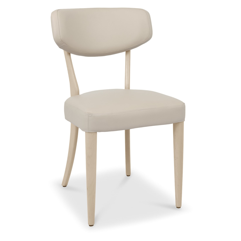 Larsen Scandi Oak Upholstered Chair - Ivory Bonded Leather