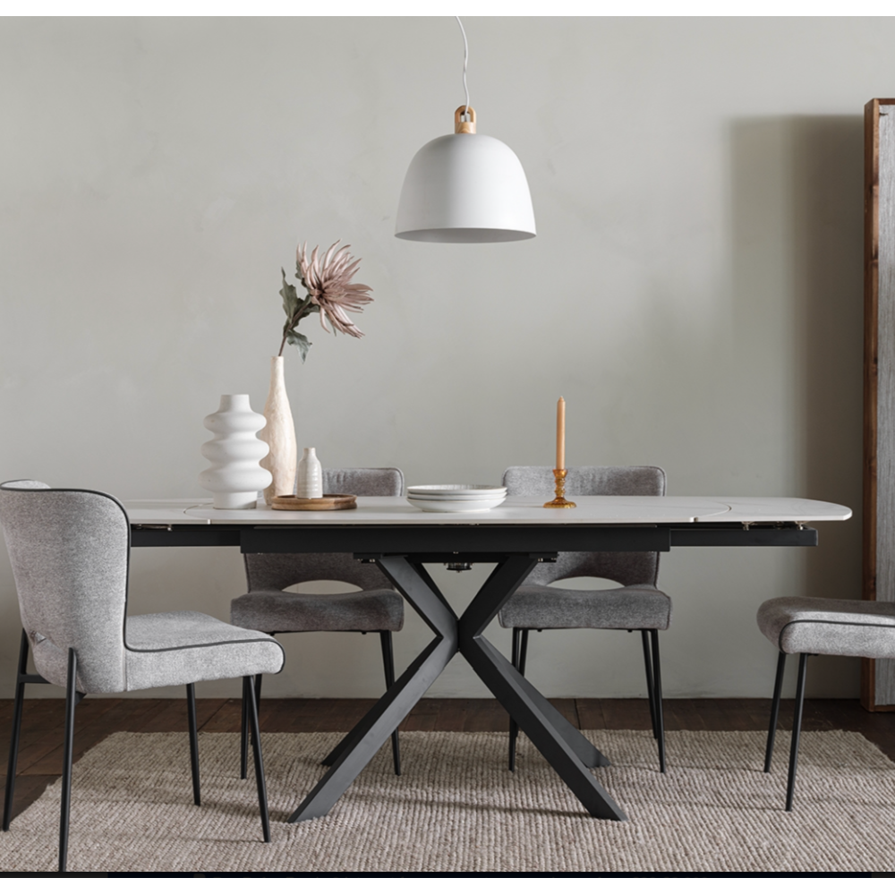 Sintered Stone 140-200cm Twist Extending Dining Table in White