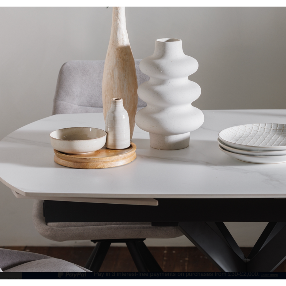 Sintered Stone 140-200cm Twist Extending Dining Table in White