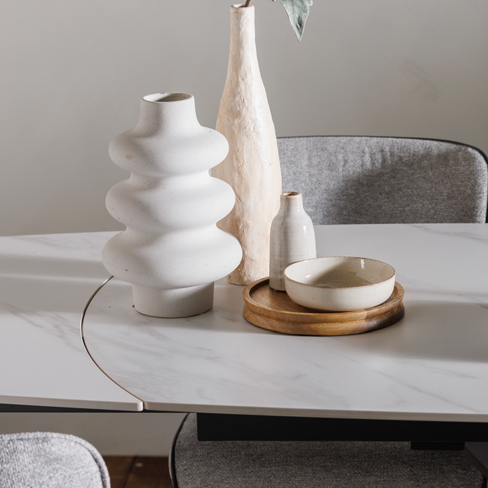 Sintered Stone 140-200cm Twist Extending Dining Table in White