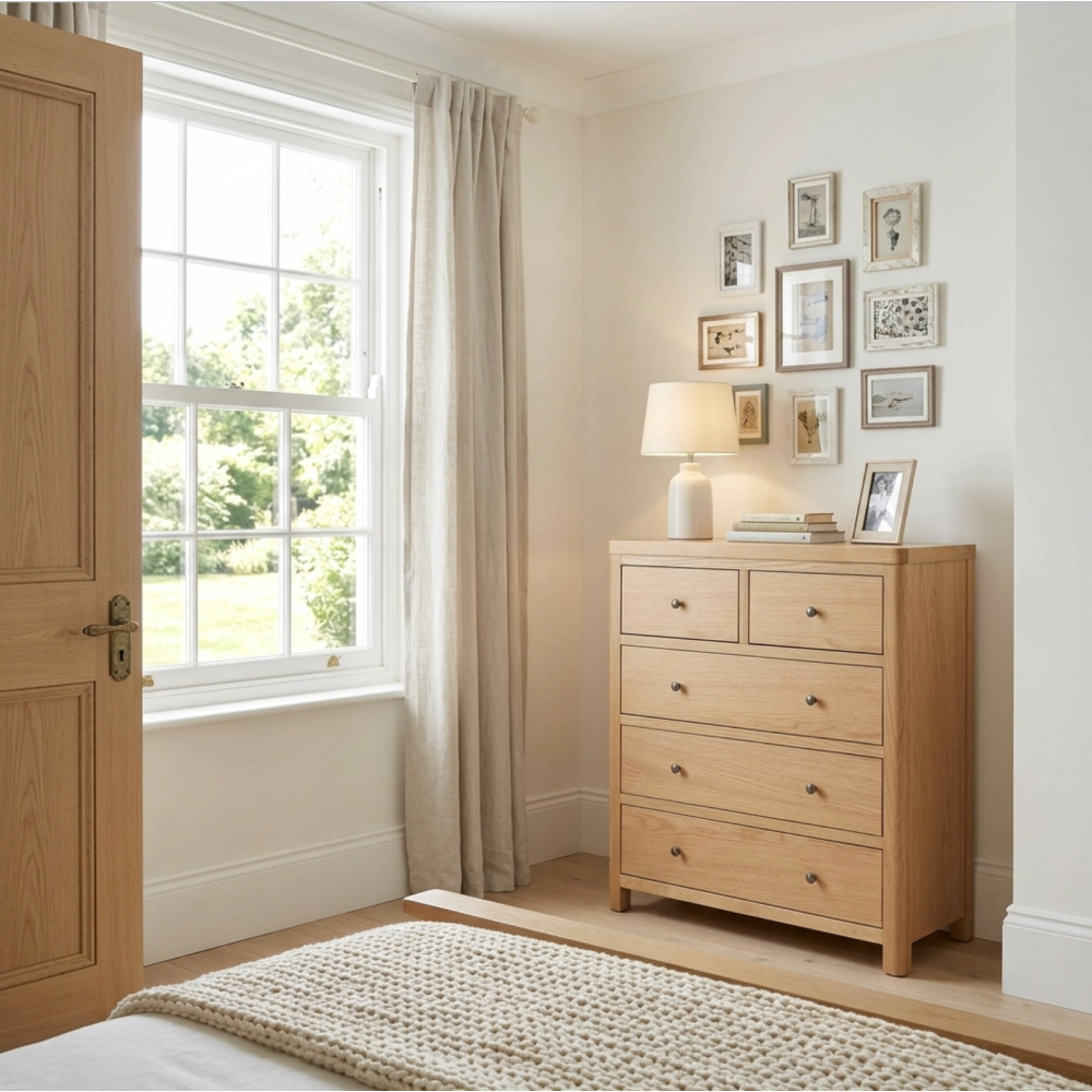 Renata 5 Drawer Tall Chest Oak Natural