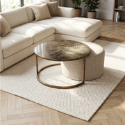 Atlas Coffee Table & Knotted Pouffe