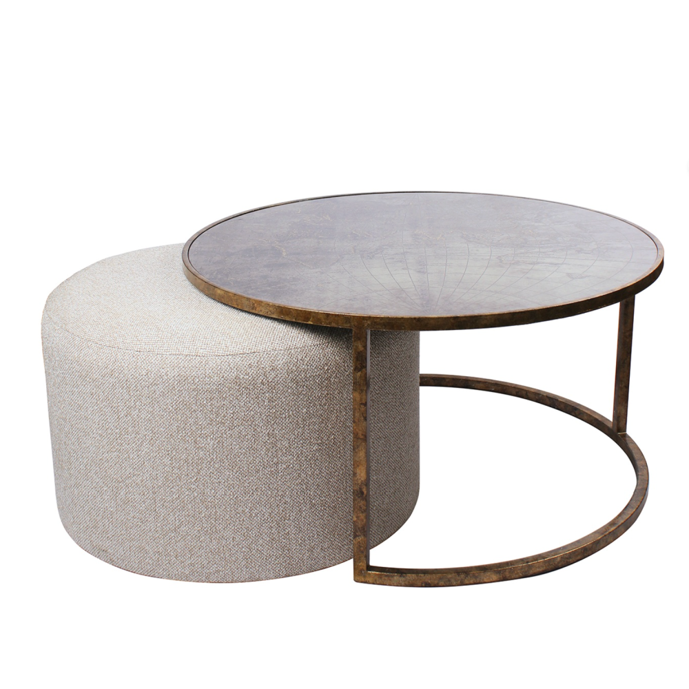 Atlas Coffee Table & Knotted Pouffe