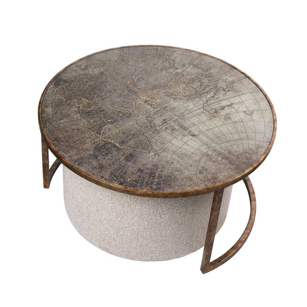 Atlas Coffee Table & Knotted Pouffe