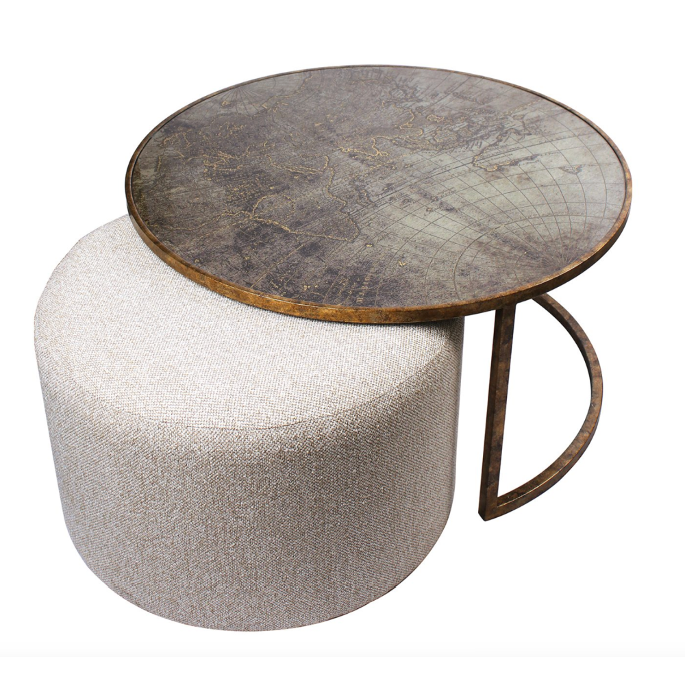 Atlas Coffee Table & Knotted Pouffe
