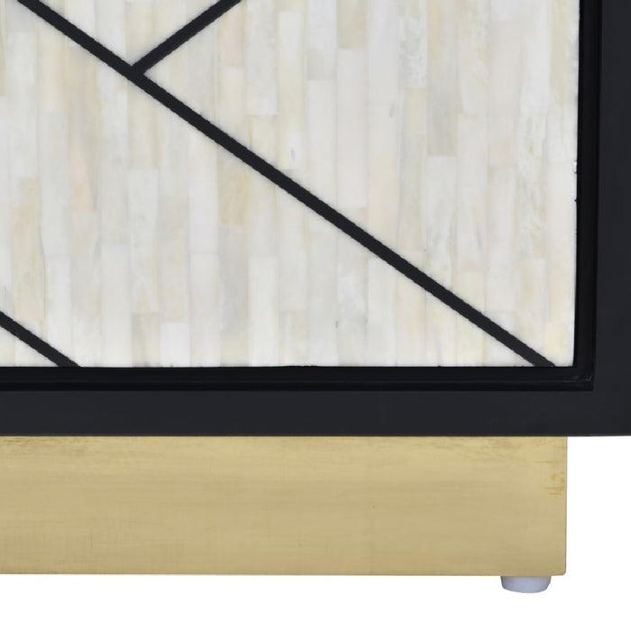 Credenza Abstract 3 Door Cabinet with Bone Inlay