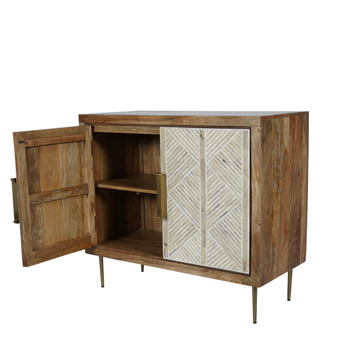 Linden Bone and Mango Wood 2 Door Cabinet