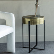 Santa Cruz Etched Brass Finish Side Table 40cm
