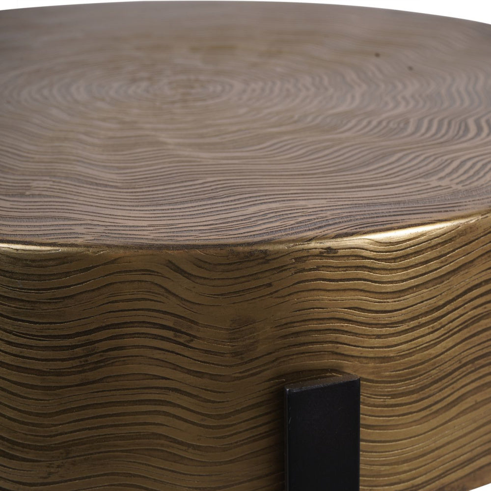Santa Cruz Etched Brass Finish Side Table 40cm