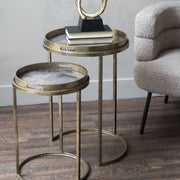 Hopo Vienna Antique Gold Atlas Set Of 2 Side Tray Tables