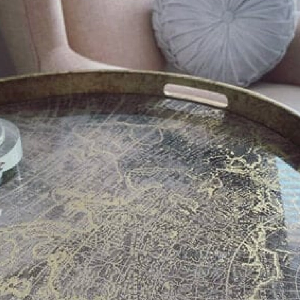 Hopo Vienna Antique Gold Atlas Set Of 2 Side Tray Tables