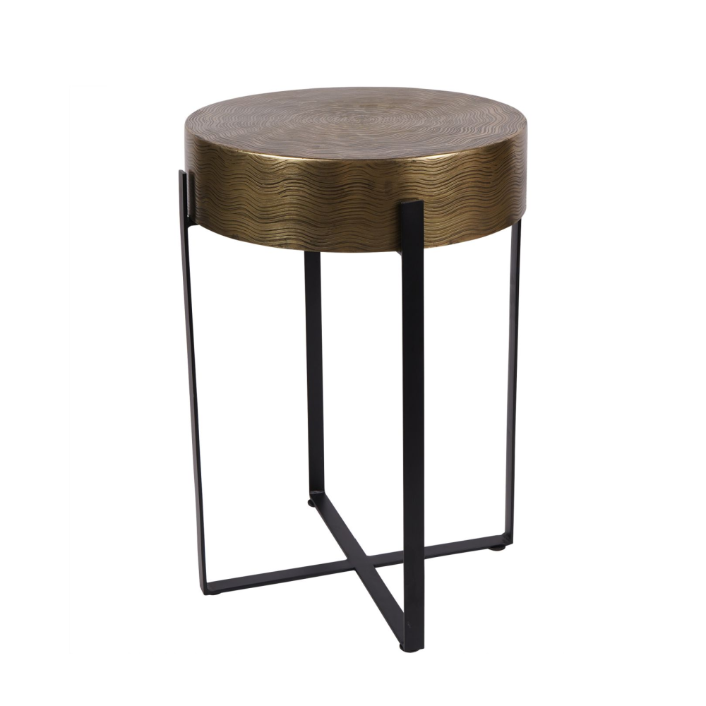 Santa Cruz Etched Brass Finish Side Table 40cm