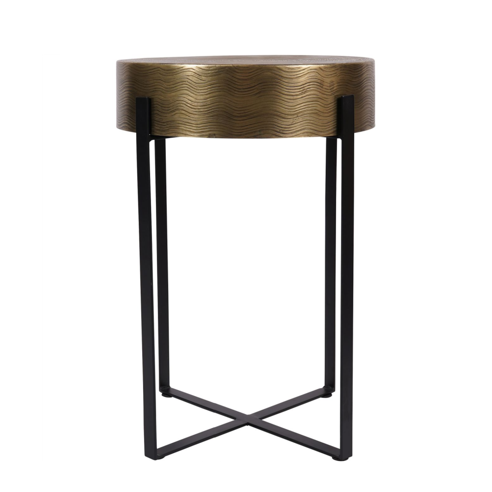 Santa Cruz Etched Brass Finish Side Table 40cm