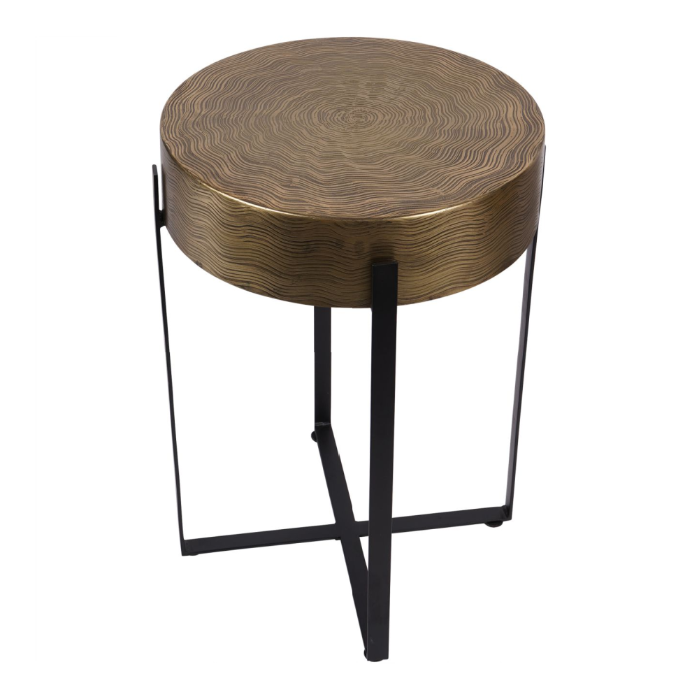 Santa Cruz Etched Brass Finish Side Table 40cm