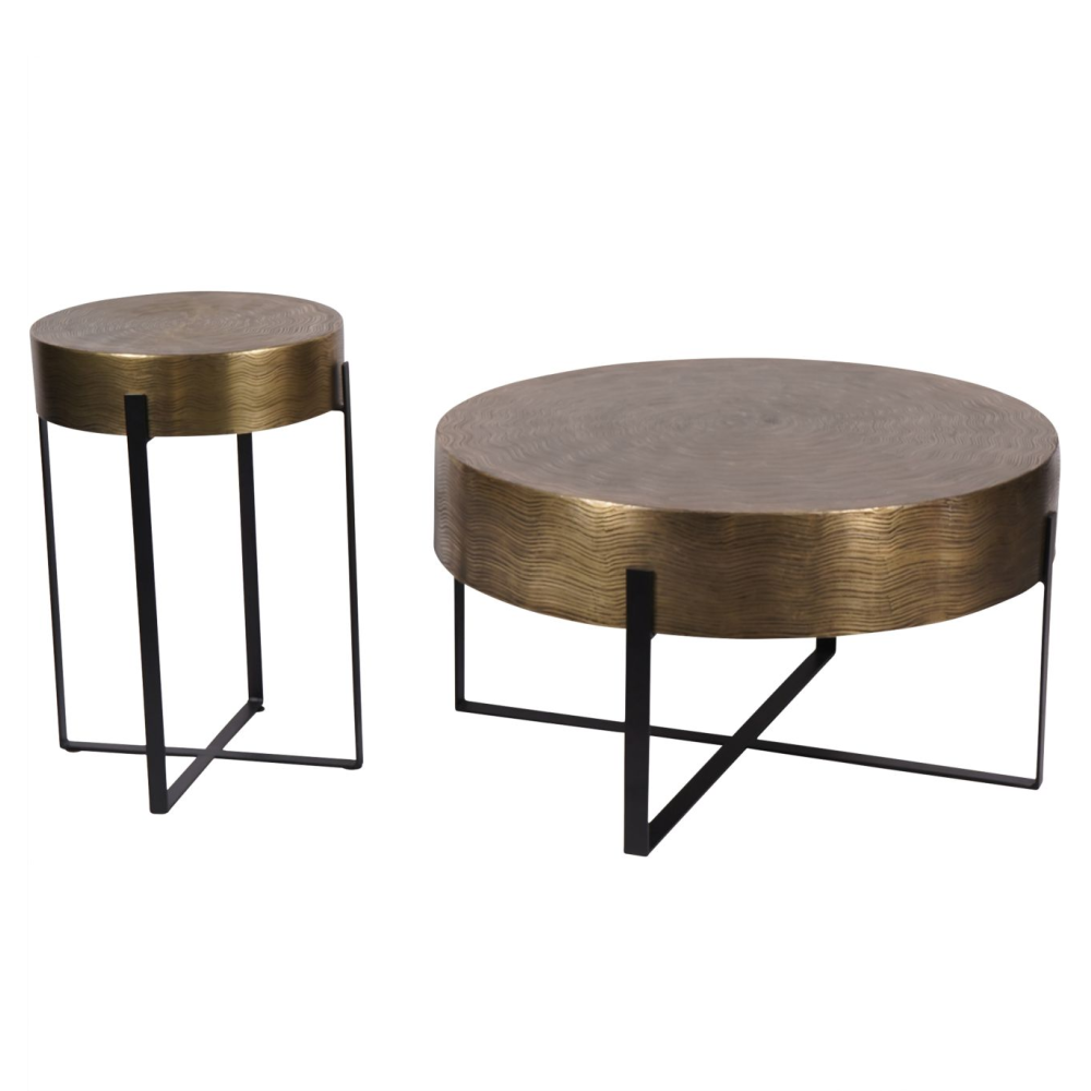 Santa Cruz Etched Brass Finish Side Table 40cm