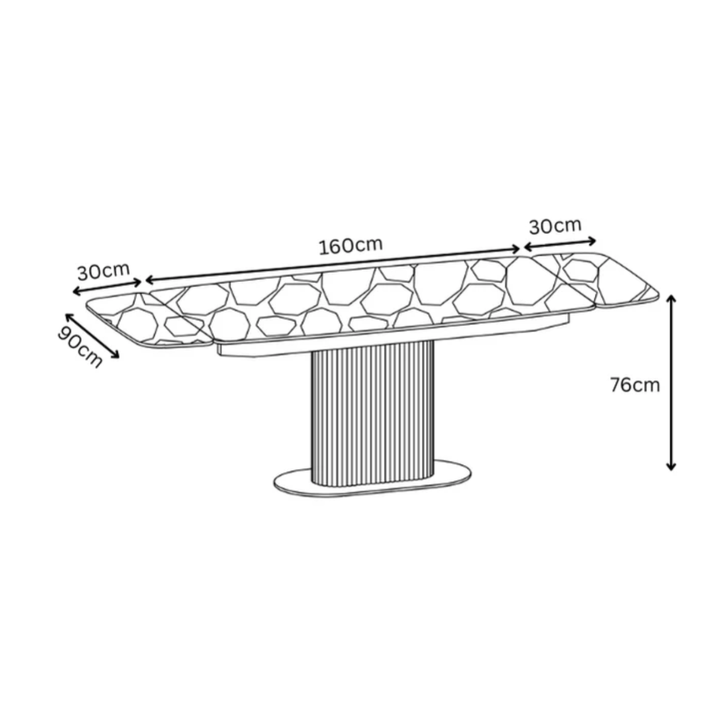 Modena 160-220cm Travertine Ceramic Extending Dining Table