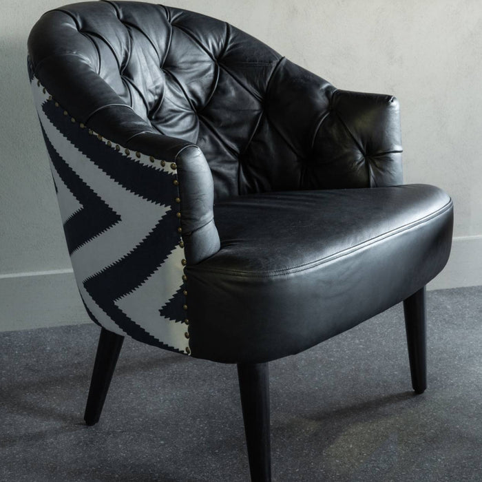 Admiral Occasional Chair with Leather Front & Fabric Back