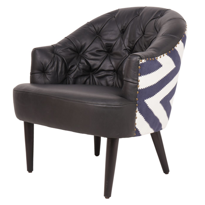 Admiral Occasional Chair with Leather Front & Fabric Back