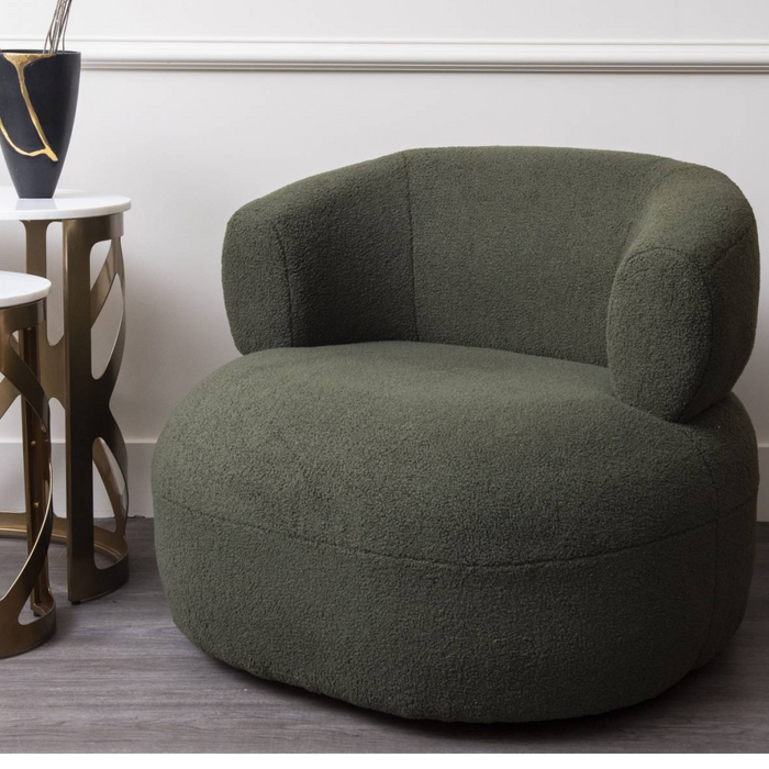 Luna Occasional Chair in Boucle Hunter Green