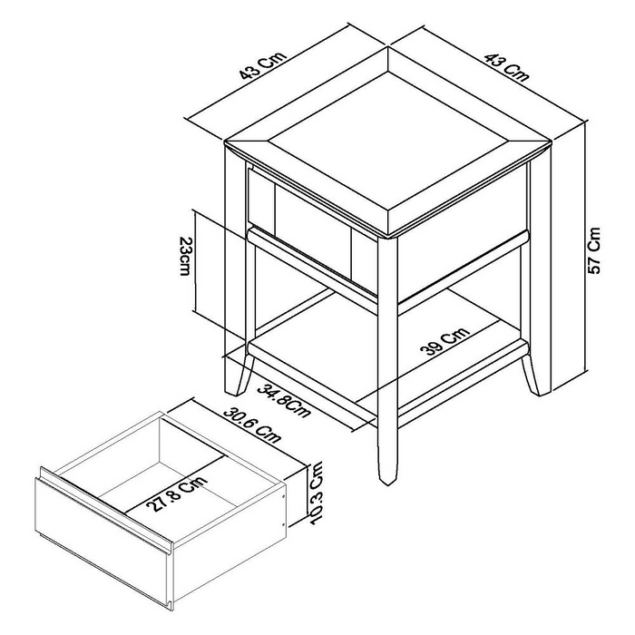 Bentley Designs Bergen Oak Lamp Table With Drawer