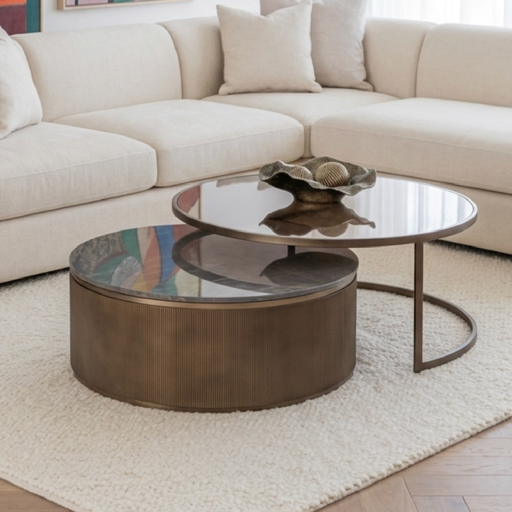 Belvedere Royal Gold Set of 2 Nesting Coffee Tables New!!
