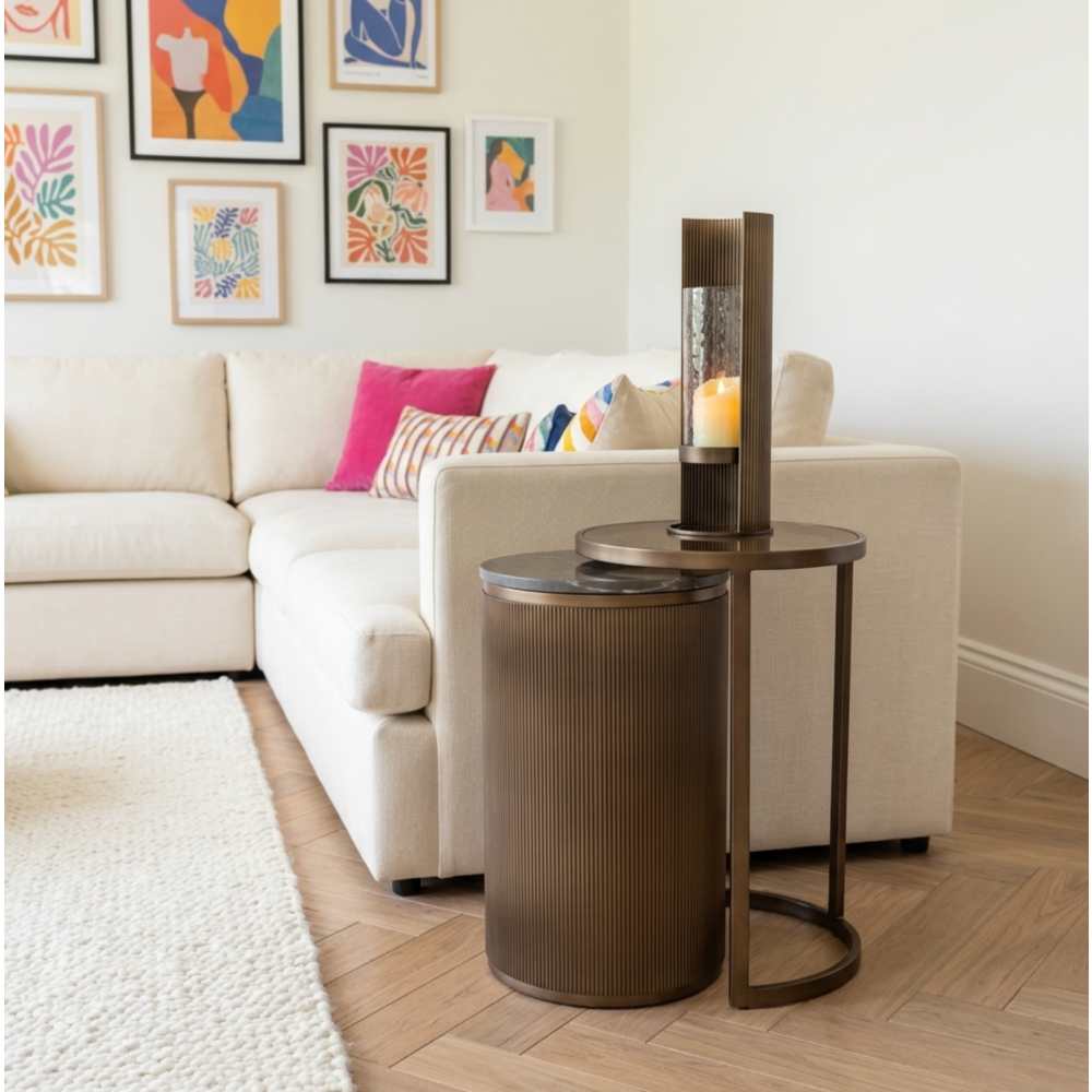 Belvedere Royal Gold Set of 2 Nesting Side Tables