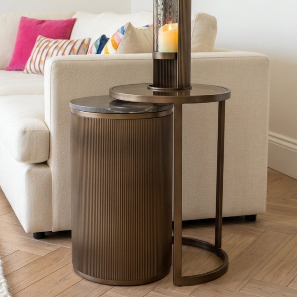 Belvedere Royal Gold Set of 2 Nesting Side Tables