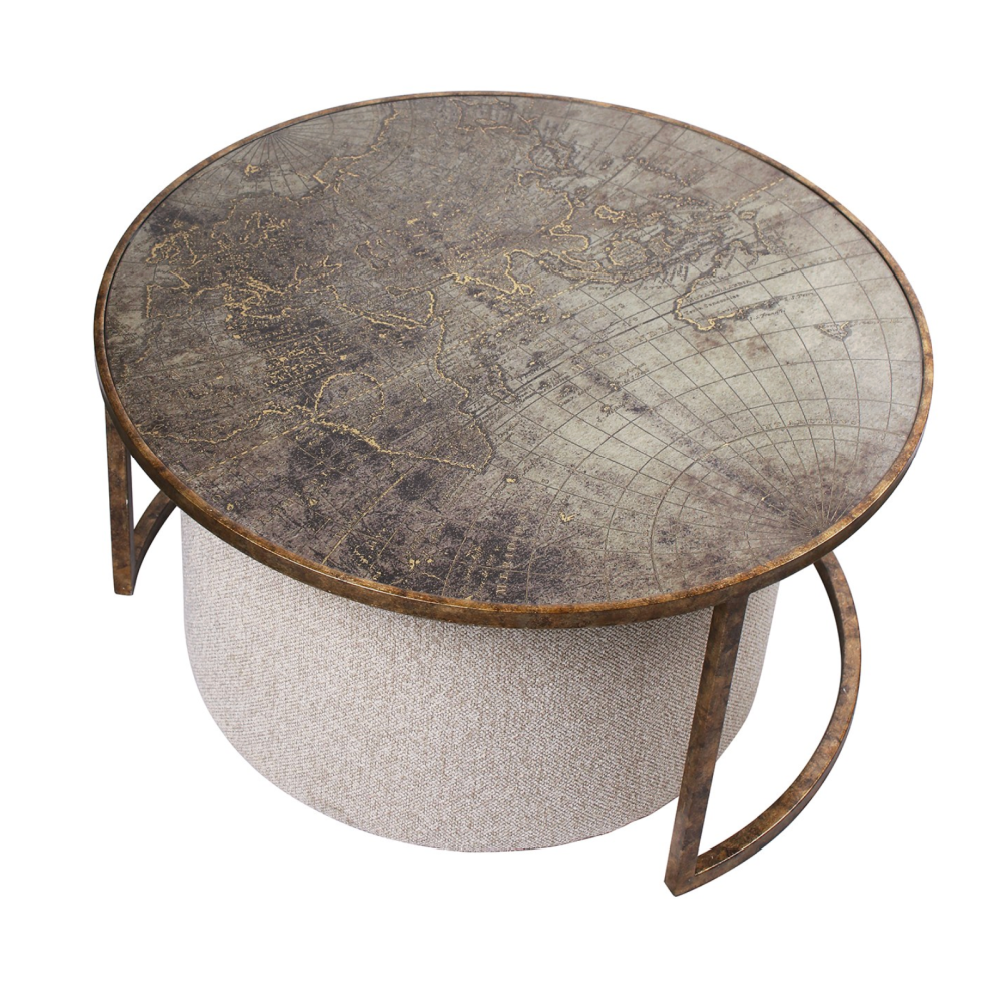 Atlas Coffee Table & Knotted Pouffe