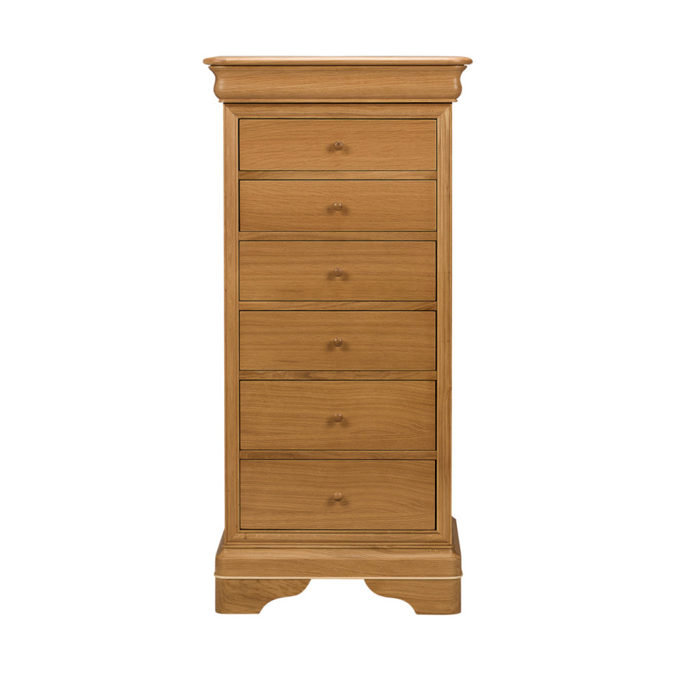 W+G BORDEAUX - TALL 6 DRAWER CHEST OAK