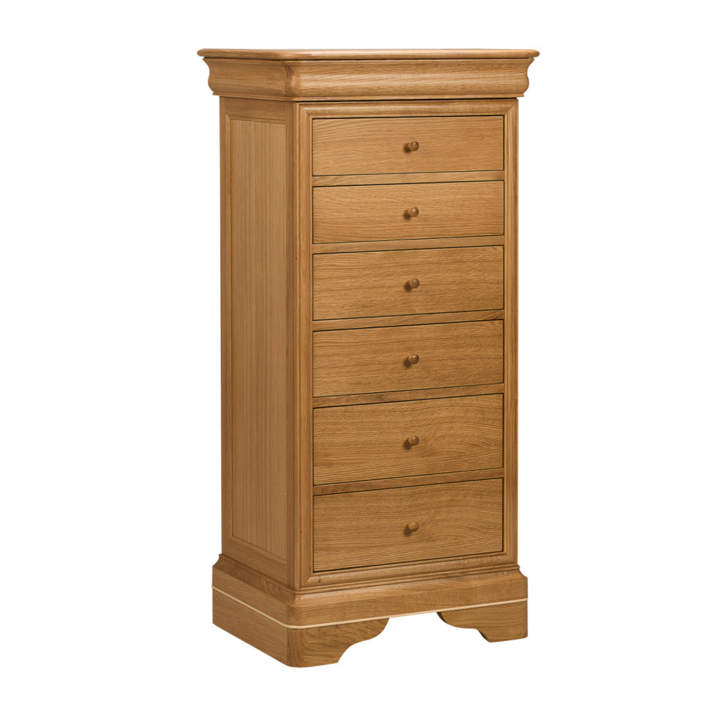 W+G BORDEAUX - TALL 6 DRAWER CHEST OAK