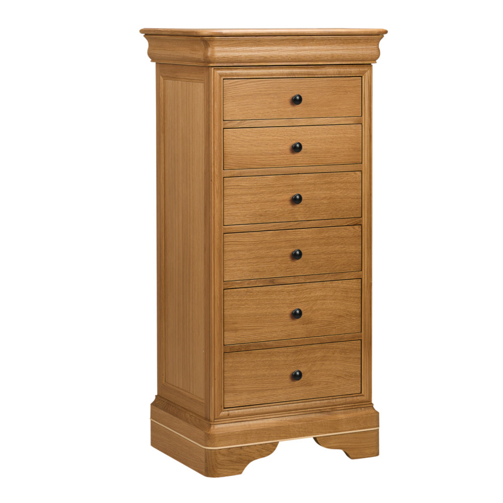 W+G BORDEAUX - TALL 6 DRAWER CHEST OAK