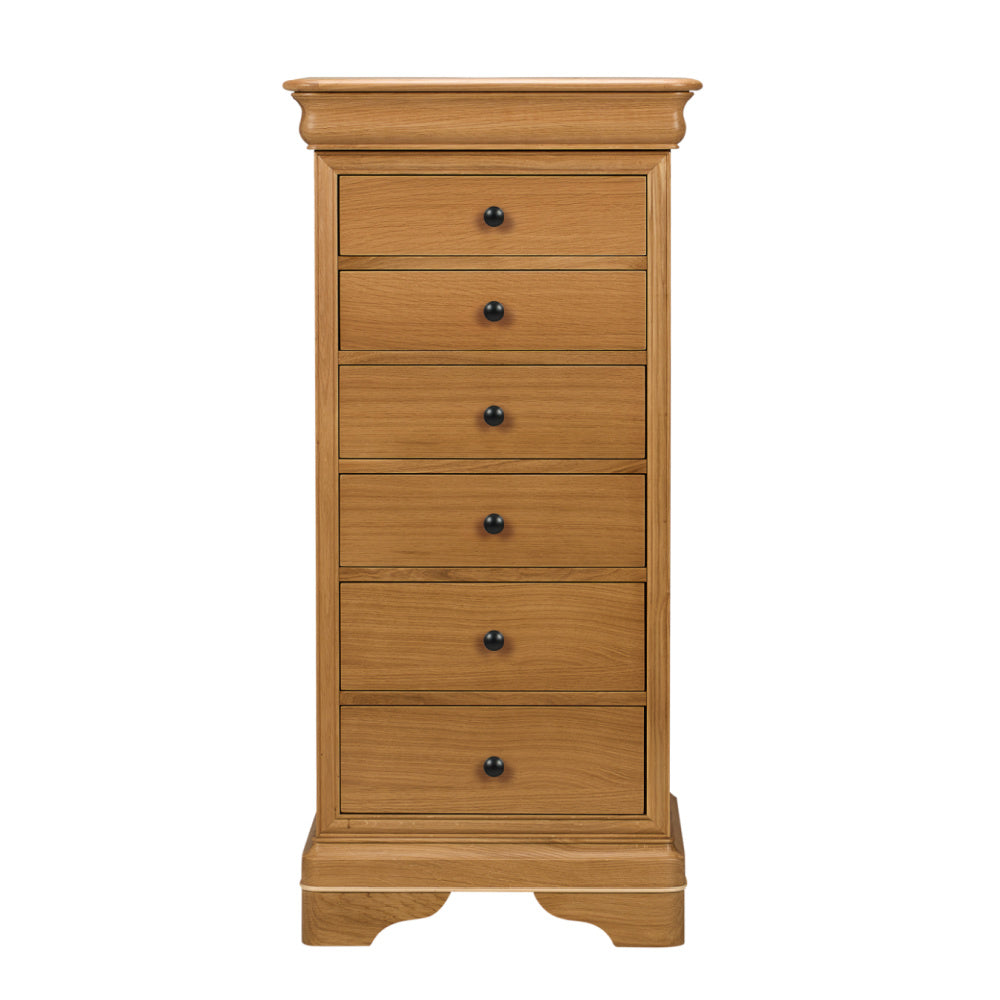 W+G BORDEAUX - TALL 6 DRAWER CHEST OAK